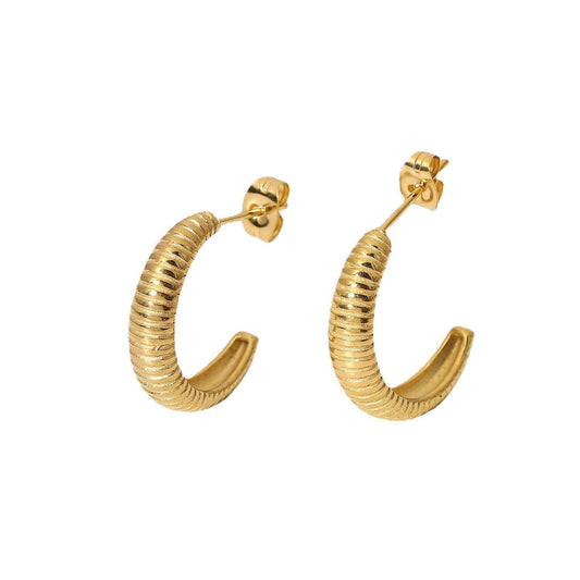 18K Gold-plated Croissant Hoop Earrings - Etérea