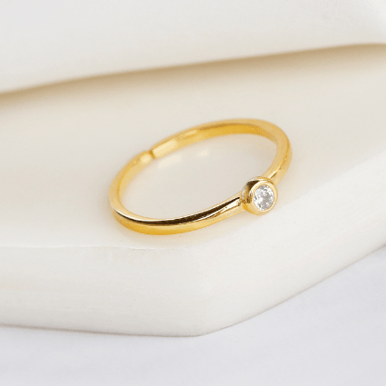 Single Diamond Gold-Plated Ring - Etérea