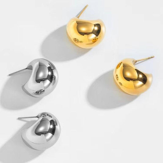 Crescent Moon Semi-circle 18K Gold-plated Titanium Steel Earrings - Etérea