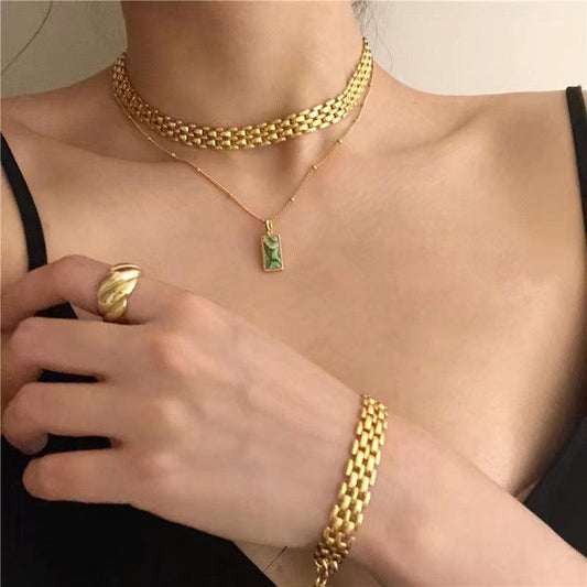 18K Gold Plated Titanium Steel Chain Bracelet or Necklace - Etérea